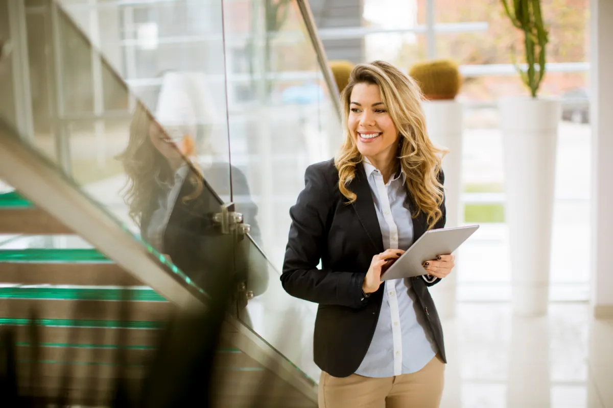 business woman successful and happy